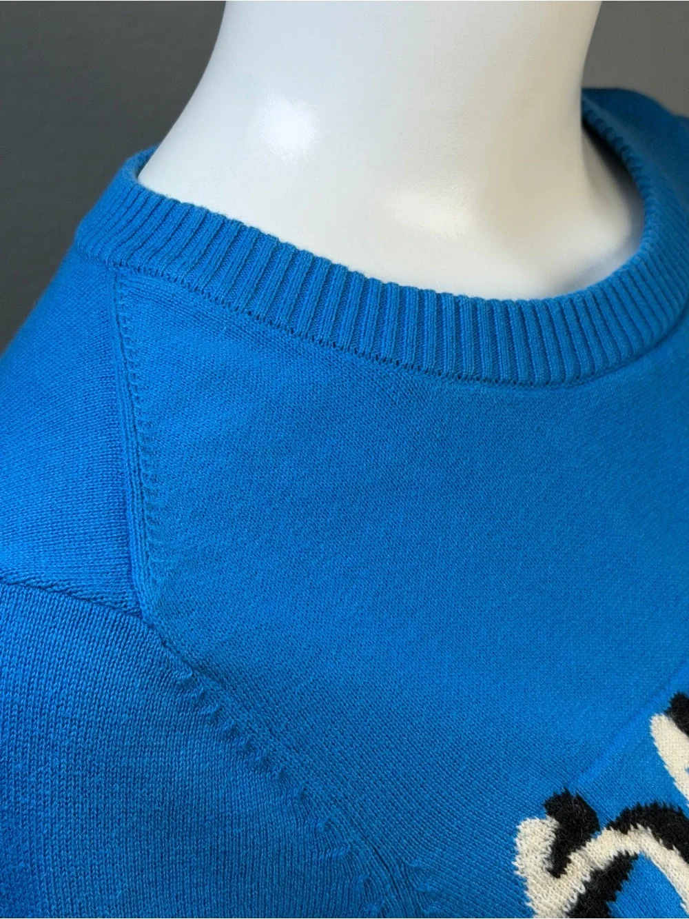 Playboy Blue Bunny Logo Cotton Sweater Y2K Graphic Knit Top Small